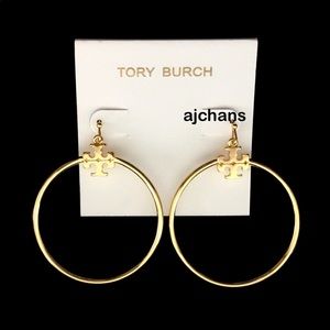 Tory Burch Stacked T-Logo Hoop Earrings
